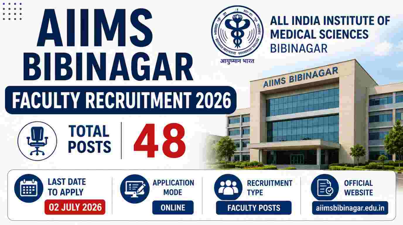 AIIMS Bibinagar Faculty Recruitment 2026 Notification Out for Group A 48 Posts, Apply Online